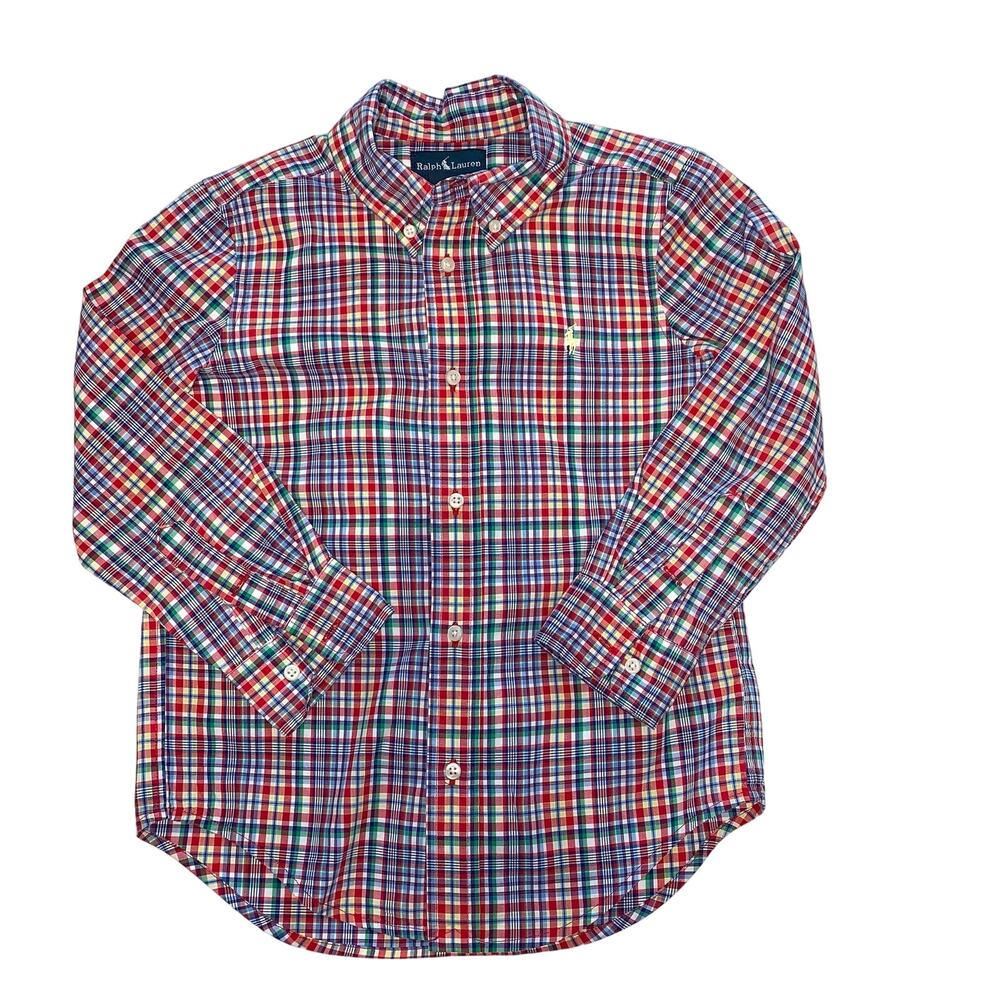 Ralph Lauren Multicolored Micro Plaid Long Sleeve Button Down Shirt